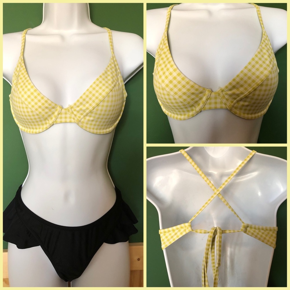 Aerie Plaid Bikini Push Up Top 34C